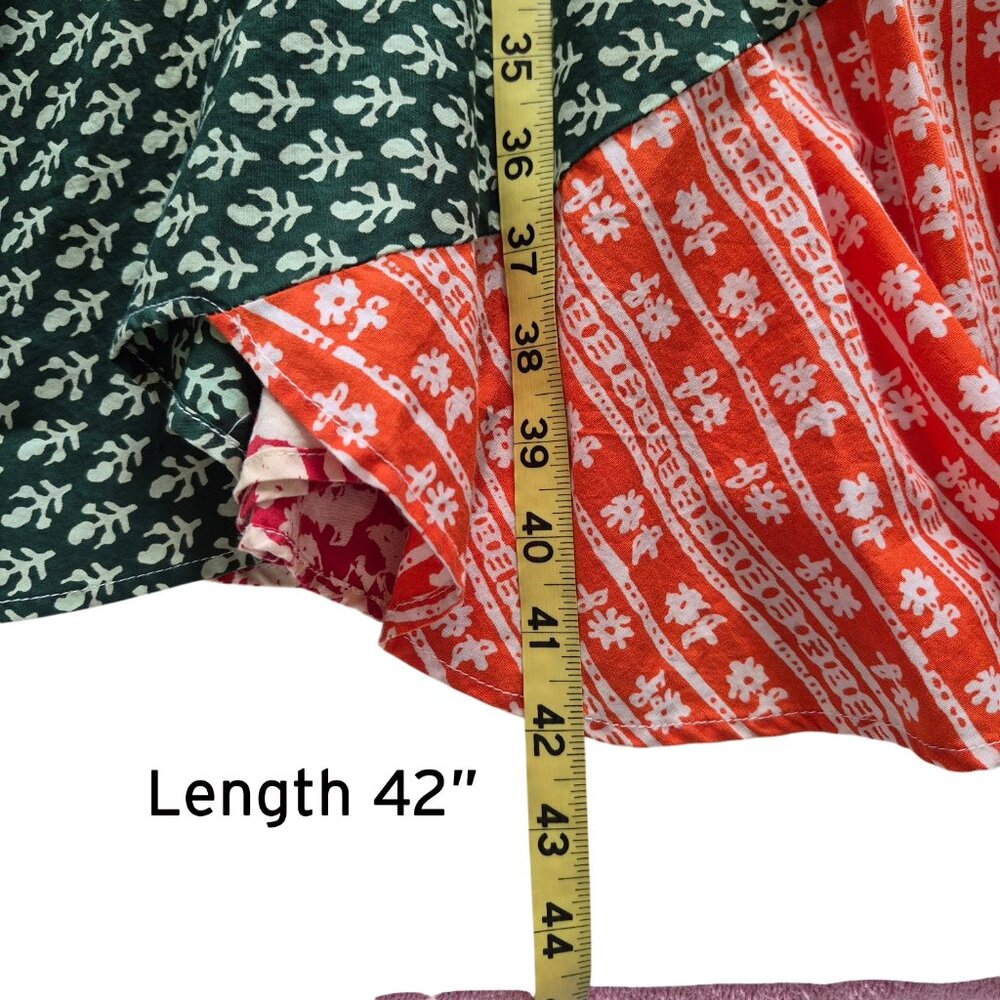 FREE PEOPLE Polska Medley Floral pattern mix Swirly Patchwork Maxi Skirt Size 10 - Picture 13 of 16